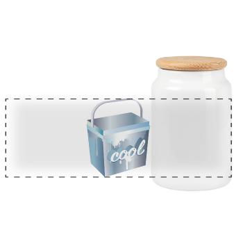Cool box - frosty design for summer & party - Panoramic Cookie Jar with Wooden Lid - white - Front