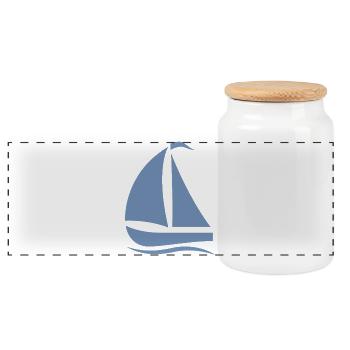 Minimalistische Segelboot Silhouette Nordsee  - Panorama Keksdose mit Holzdeckel - Weiß - Vorne