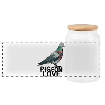 Pigeons Love - Illustration d’oiseau pour les fans de pigeons - Boîte à biscuits avec couvercle en bois - blanc - Devant