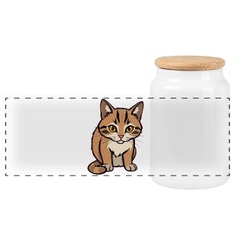 Chat - Boîte à biscuits avec couvercle en bois - blanc - Devant