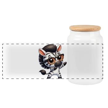 Mignon zèbre dabbing dessin animé nerd lunettes safari - Boîte à biscuits avec couvercle en bois - blanc - Devant