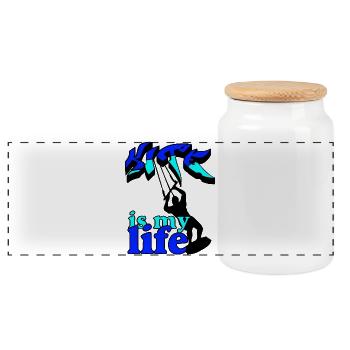 King is my life Graffiti - Panoramic Cookie Jar with Wooden Lid - white - Front