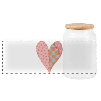 Patchwork Herz Nr. 2 - Panorama Keksdose mit Holzdeckel - Weiß - Vorne