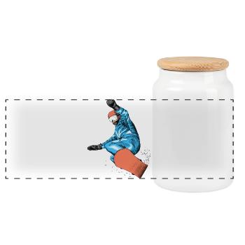 Snowboarder - Panorama Keksdose mit Holzdeckel - Weiß - Vorne