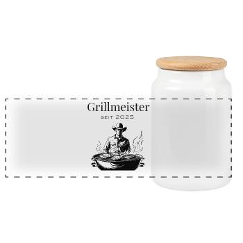At the barbecue at sunset - Panoramic Cookie Jar with Wooden Lid - white - Front