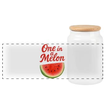 Un dans un melon - Boîte à biscuits avec couvercle en bois - blanc - Devant