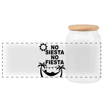 No Siesta No Fiesta – Conception de fête espagnole amusante - Boîte à biscuits avec couvercle en bois - blanc - Devant
