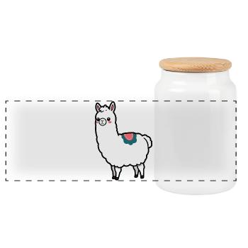 lama - Panoramic Cookie Jar with Wooden Lid - white - Front