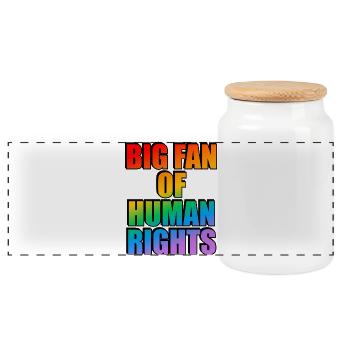 Rainbow Human Rights Celebration Tee - Panoramic Cookie Jar with Wooden Lid - white - Front