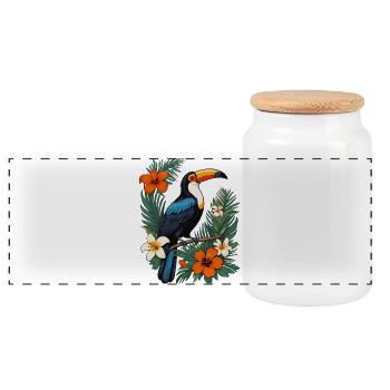 Toucan - Boîte à biscuits avec couvercle en bois - blanc - Devant
