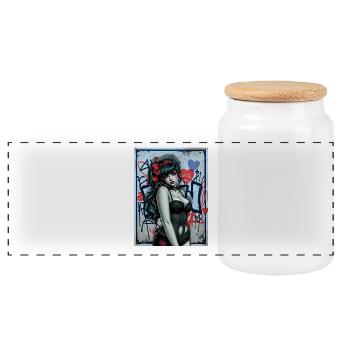 Illustration Gothic avec Graffiti Urbain - Boîte à biscuits avec couvercle en bois - blanc - Devant