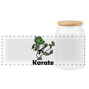 Karaté Dragon - Boîte à biscuits avec couvercle en bois - blanc - Devant