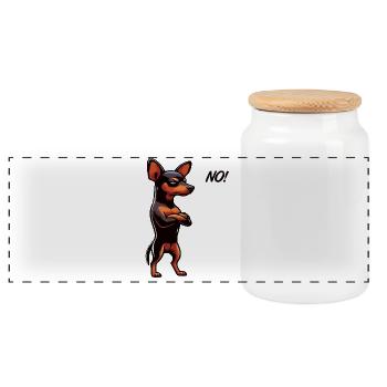 No Miniature Pinscher Pinscher Pinscher Owner - Panoramic Cookie Jar with Wooden Lid - white - Front