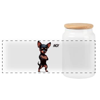 No Miniature Pinscher Pinscher Pinscher Owner - Panoramic Cookie Jar with Wooden Lid - white - Front