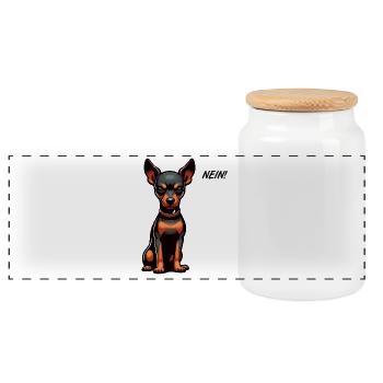 No Miniature Pinscher Pinscher Pinscher Owner - Panoramic Cookie Jar with Wooden Lid - white - Front