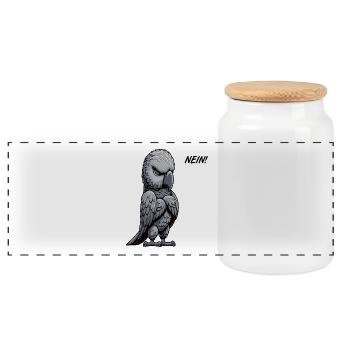 Nein Graupapagei Papagei Papageibesitzer Vogel - Panorama Keksdose mit Holzdeckel - Weiß - Vorne