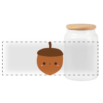 Kawaii Eichel Illustration für Bekleidung - Panorama Keksdose mit Holzdeckel - Weiß - Vorne