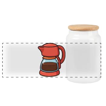 coffee pot - Panoramic Cookie Jar with Wooden Lid - white - Front