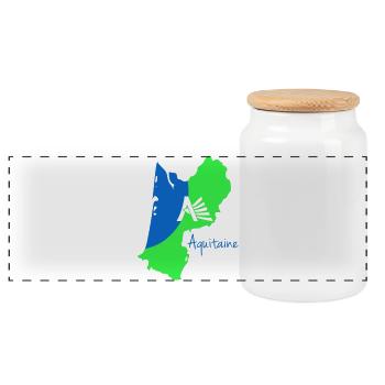 Stylized map of Aquitaine in bright colors - Panoramic Cookie Jar with Wooden Lid - white - Front