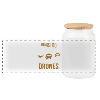 Ce que je fais pendant mon temps libre drones pilote de drone - Boîte à biscuits avec couvercle en bois - blanc - Devant