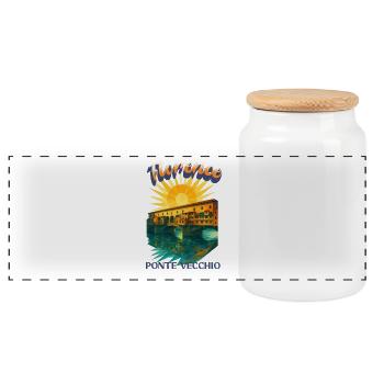 Florence - Ponte Vecchio Design rétro vintage - Boîte à biscuits avec couvercle en bois - blanc - Devant