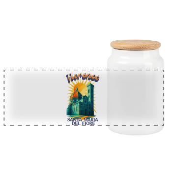 Florence - Santa Maria del Fiore vintage shirt - Panoramic Cookie Jar with Wooden Lid - white - Front