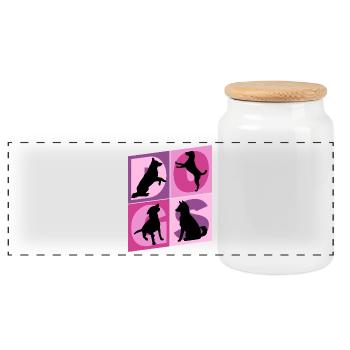 Dogs I Love Dogs Silhouettes Dog Mom Dog Dad - Panoramic Cookie Jar with Wooden Lid - white - Front