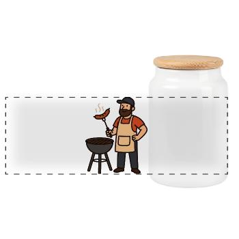 Cozy barbecue evening with BamBam - Panoramic Cookie Jar with Wooden Lid - white - Front