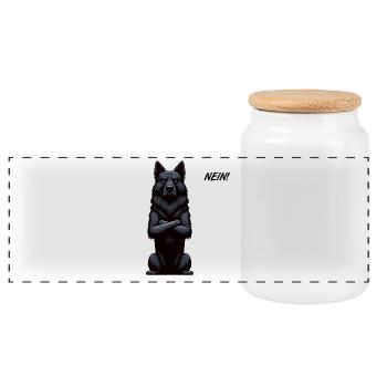 No Black Shepherd Shepherd Owner - Panoramic Cookie Jar with Wooden Lid - white - Front