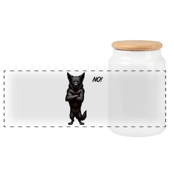 No Black Shepherd Shepherd Owner - Panoramic Cookie Jar with Wooden Lid - white - Front