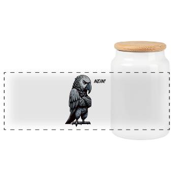 Nein Graupapagei Papagei Papageibesitzer Vogel - Panorama Keksdose mit Holzdeckel - Weiß - Vorne