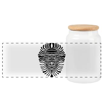 psy-chic psychedlic sixties good voodoo mask - Panorama Keksdose mit Holzdeckel - Weiß - Vorne