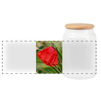 Motif de goutte de coquelicot - Boîte à biscuits avec couvercle en bois - blanc - Devant