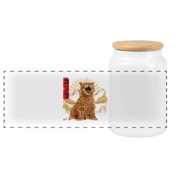 Kaiju Cat Vintage Japon - Boîte à biscuits avec couvercle en bois - blanc - Devant