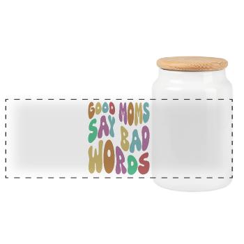 Good Moms Say Bad Words Sarkasmus - Panorama Keksdose mit Holzdeckel - Weiß - Vorne