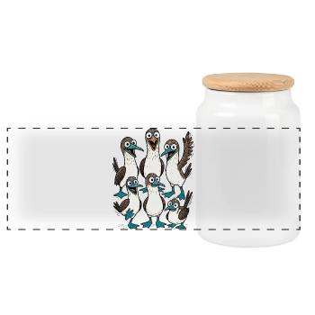 Illustration de dessin animé drôle d'oiseau de mer - Boîte à biscuits avec couvercle en bois - blanc - Devant
