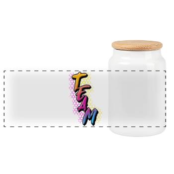 Équipe - Boîte à biscuits avec couvercle en bois - blanc - Devant
