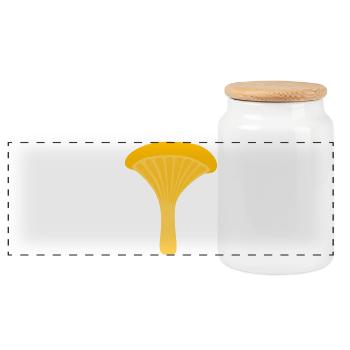 Yellow Chanterelle Mushroom Illustration - Panoramic Cookie Jar with Wooden Lid - white - Front