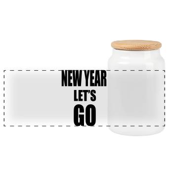 Nouvel An Lâche-PRISE - Slogan de motivation - Boîte à biscuits avec couvercle en bois - blanc - Devant