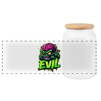Evil - Panorama Keksdose mit Holzdeckel - Weiß - Vorne