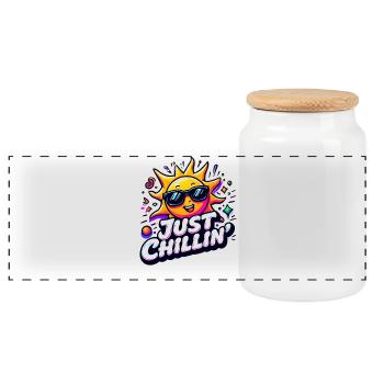 Just chillin Motif ensoleillé du soleil souriant - Boîte à biscuits avec couvercle en bois - blanc - Devant