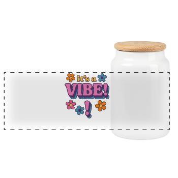 VIBE Retro Flowers - Panoramic Cookie Jar with Wooden Lid - white - Front