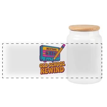 Retro Cassette Tape Old School Design V2K Vintage - Panoramic Cookie Jar with Wooden Lid - white - Front