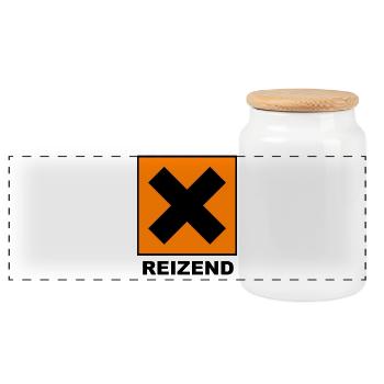 Reizend | Design mit schwarzem X - Panorama Keksdose mit Holzdeckel - Weiß - Vorne