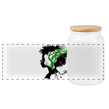 Arbre abstrait avec des fleurs - Boîte à biscuits avec couvercle en bois - blanc - Devant