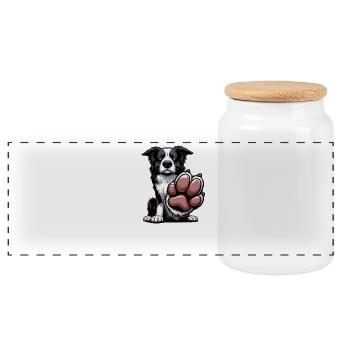 Parlez à la patte Border Collie Hütehund Collie - Boîte à biscuits avec couvercle en bois - blanc - Devant