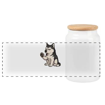 Talk to the Paw Husky Huskybesitzer Huskyhalter  - Panorama Keksdose mit Holzdeckel - Weiß - Vorne