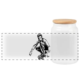 Skateboarding - Panorama Keksdose mit Holzdeckel - Weiß - Vorne