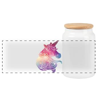 unicorn glitter - Panoramic Cookie Jar with Wooden Lid - white - Front