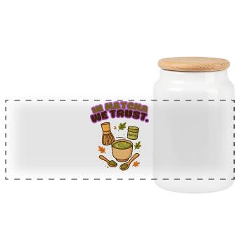 In Matcha We Trust Design Kaffee trinken viral  - Panorama Keksdose mit Holzdeckel - Weiß - Vorne
